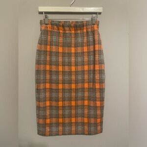 Endless rose orange plaid midi‎ skirt small